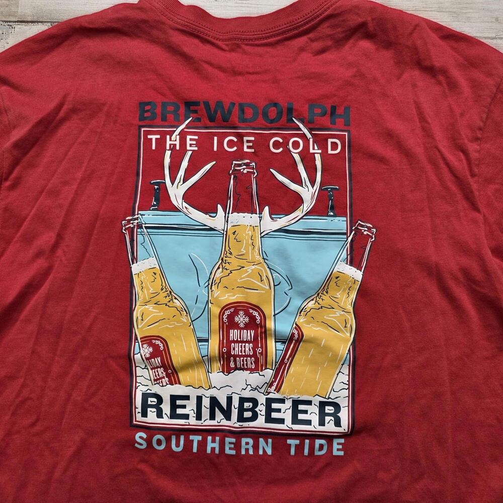 Southern Tide Men's SM Ice Cold Reinbeer Graphic Tee Christmas Holiday BEER